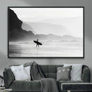 Surfer Beach Wall Art – Framed Black White Ocean Canvas by MyGreatCanvas | Canvas Wall Art Prints | Photo Prints & Wall Decor