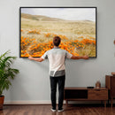 Golden Wildflowers Wall Art Canvas Print – Framed Hills