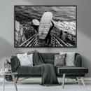 Black and White Surfing Wall Art Canvas Print – Framed by MyGreatCanvas | Canvas Wall Art Prints | Photo Prints & Wall Decor