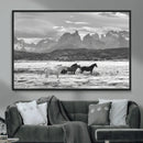 Wild Horses Wall Art – Framed Black White Mountain Canvas by MyGreatCanvas | Canvas Wall Art Prints | Photo Prints & Wall Decor