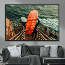 Surfer Stairway Wall Art – Framed Ocean Surf Canvas Artwork, by MyGreatCanvas | Canvas Wall Art Prints | Photo Prints & Wall Decor