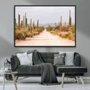 Desert Cactus Lined Road Wall Art Canvas Print – Framed by MyGreatCanvas | Canvas Wall Art Prints | Photo Prints & Wall Decor