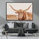 Longhorn Bull Wall Art Canvas Print – Framed Western Cow