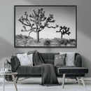 Joshua Tree Wall Art Canvas Print – Framed Monochrome Desert