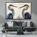 Blue Heron Pair Wall Art Canvas Print – Framed Coastal Bird