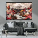 Mountain Wall Art Canvas Print – Framed Autumn Forest