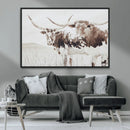 Longhorn Wall Art Canvas Print – Framed Western Cow Rustic