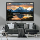 Mountain Sunset Wall Art Canvas Print – Framed Alpine