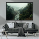 Misty Forest Wall Art Canvas Print – Framed Foggy River