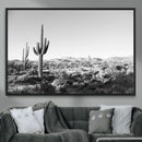 Saguaro Cactus Wall Art Canvas Print – Framed Monochrome
