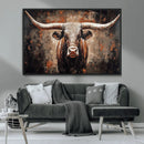 Rustic Longhorn Bull Wall Art Canvas Print – Vintage Western by MyGreatCanvas | Canvas Wall Art Prints | Photo Prints & Wall Decor