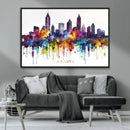 Atlanta Skyline Wall Art Canvas Print – Framed Colorful
