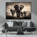 Elephant Family Wall Art Canvas Print, Framed Elephant Wall