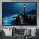 Dark Stormy Pier Wall Art Canvas Print, Moody Ocean Night by MyGreatCanvas | Canvas Wall Art Prints | Photo Prints & Wall Decor