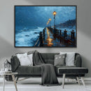 Stormy Night Pier Wall Art Canvas Print, Moody Ocean by MyGreatCanvas | Canvas Wall Art Prints | Photo Prints & Wall Decor