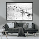 Black White Surfers Wall Art Canvas Print – Riding Gentle by MyGreatCanvas | Canvas Wall Art Prints | Photo Prints & Wall Decor