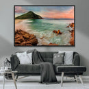 Stunning Coastal Landscape with Rocky Shore and Green Hills by MyGreatCanvas | Canvas Wall Art Prints | Photo Prints & Wall Decor