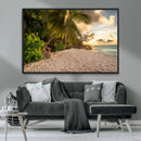 Tropical Beach Sunset Palm Trees White Sand Ocean Waves by MyGreatCanvas | Canvas Wall Art Prints | Photo Prints & Wall Decor