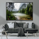 Misty Lake Forest Green Trees Calm Water Reflection Mountain by MyGreatCanvas | Canvas Wall Art Prints | Photo Prints & Wall Decor