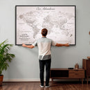 Customize Large Push Pin World Map Wall Art Canvas Print –