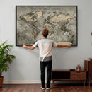 Personalized World Map Wall Art Canvas Print – Custom Push