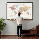 Personalized Push Pin World Map Canvas – Custom Framed