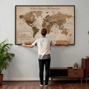 Personalized Push Pin World Map Canvas Print – Custom Framed