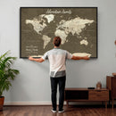Personalized Push Pin World Map Canvas Print – Custom Travel