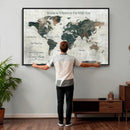 Personalized Push Pin World Map Canvas Print – Custom Framed
