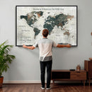 Personalized Push Pin World Map Canvas Print – Custom Framed