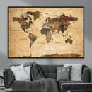 Push Pin World Map Canvas Print – Travel Tracker Wall Art