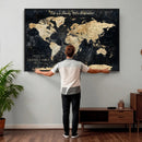 Personalized Push Pin World Map Canvas – Custom Framed