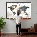 Custom Push Pin World Map Canvas Print – Framed Personalized