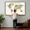 Detailed Custom World Map Print – Framed Custom Push Pin