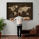 Customize Push Pin World Map Wall Art Canvas Print –