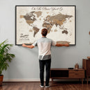Personalized Push Pin World Map Canvas Print Custom Family