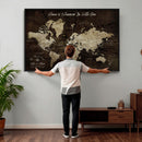 Personalized Vintage Map Wall Art Canvas Print – Custom Push