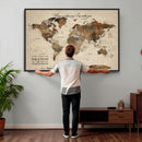 Large Custom World Map Canvas – Custom Framed Push Pin