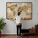 Customized Push Pin World Map Wall Art Canvas Print with