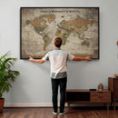 Personalized World Map Wall Art Canvas Print – Custom Push