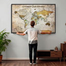 Personalized World Map Wall Art Canvas Print – Custom Push