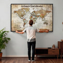 Personalized World Map Wall Art Canvas Print – Custom Push