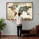 Grunge Personalized World Map Wall Art Canvas Print – Custom