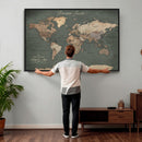 Personalized World Map Wall Art – Custom Framed Push Pin