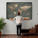 Personalized World Map Wall Art – Custom Framed Push Pin by MyGreatCanvas | Canvas Wall Art Prints | Photo Prints & Wall Decor