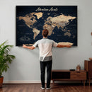 Custom Push Pin World Map Canvas Print – Custom Framed