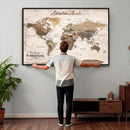 Custom Push Pin World Map Wall Art Canvas Print –