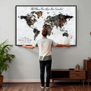 Personalized Push Pin World Map Canvas Print – Custom