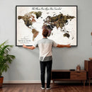 Personalized Push Pin World Map Canvas Print – Custom Framed