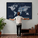 Framed Personalized World Map Custom Travel Memory Gift